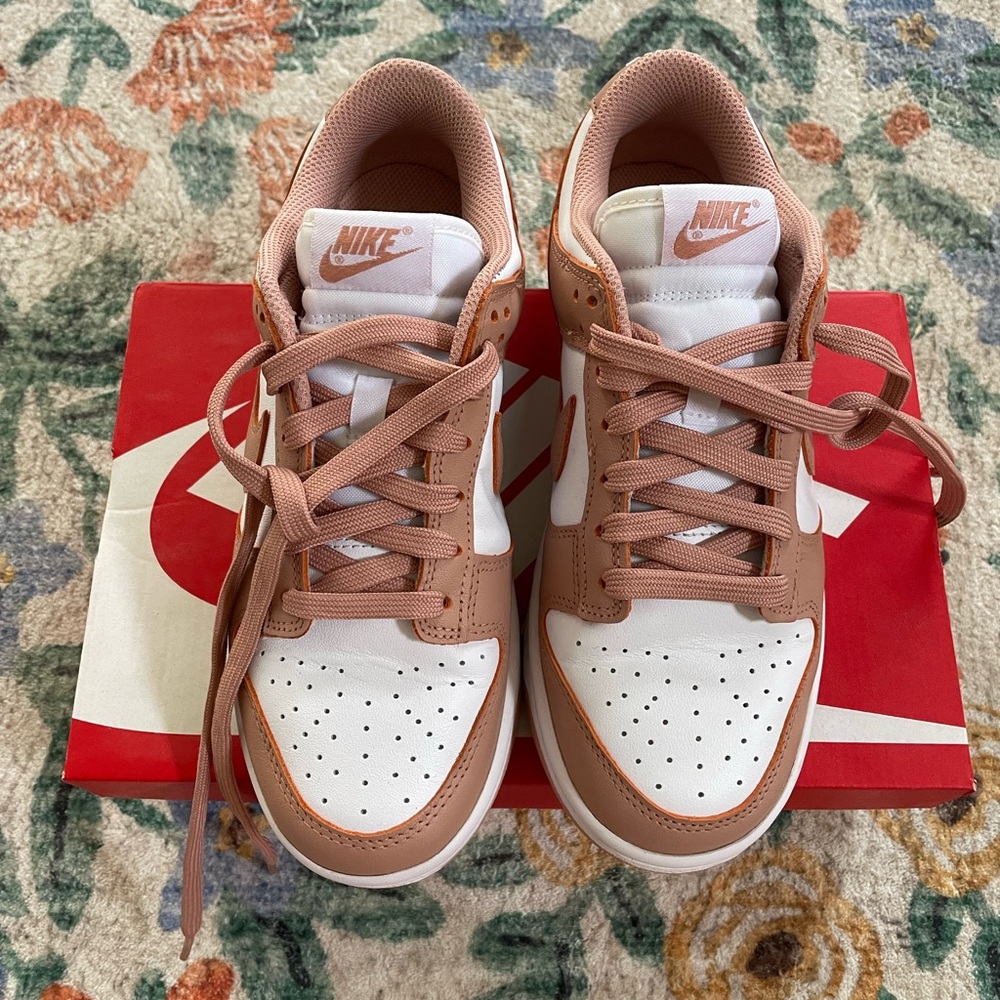 Nike Dunk Low in White/Rose Whisper. Gently Used- Worn approximately 4 times.